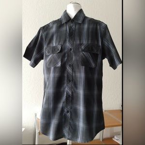 Burnside | Casual  Plaid Shirt | Size: Small | Color: Black | Short sleeves.